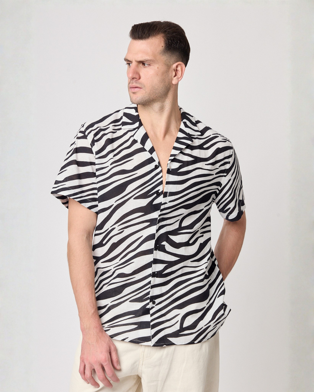 Camisa de Algodón Estampado Zebra