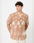 Camisa de Lino Estampada palmas