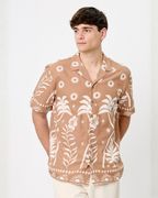Camisa de Lino Estampada palmas