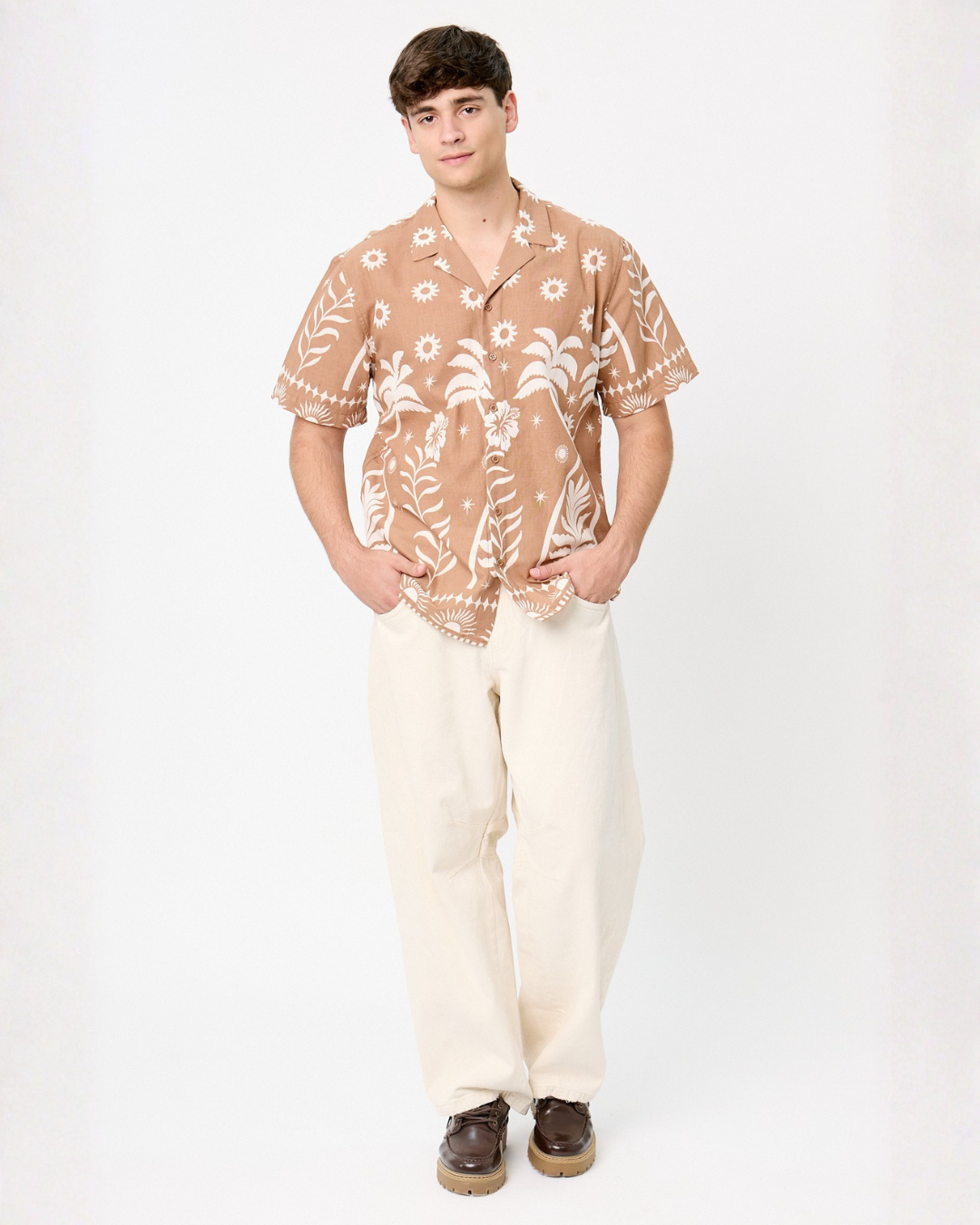 Camisa de Lino Estampada palmas
