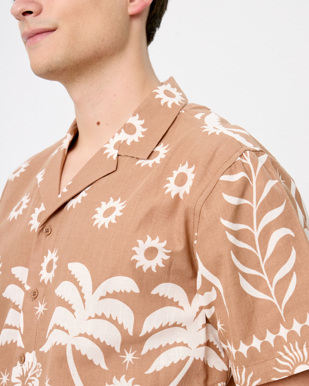 Camisa de Lino Estampada palmas