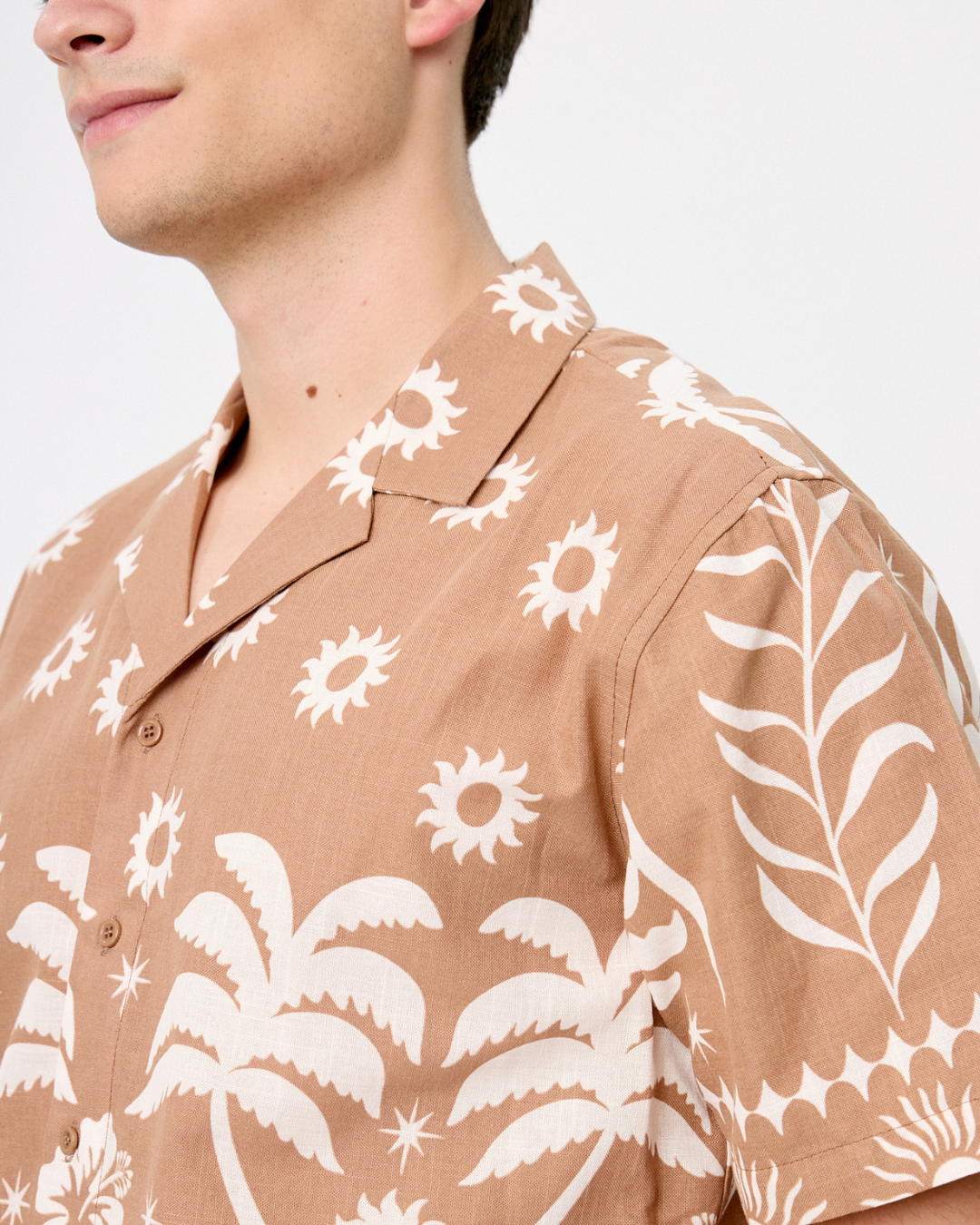 Camisa de Lino Estampada palmas