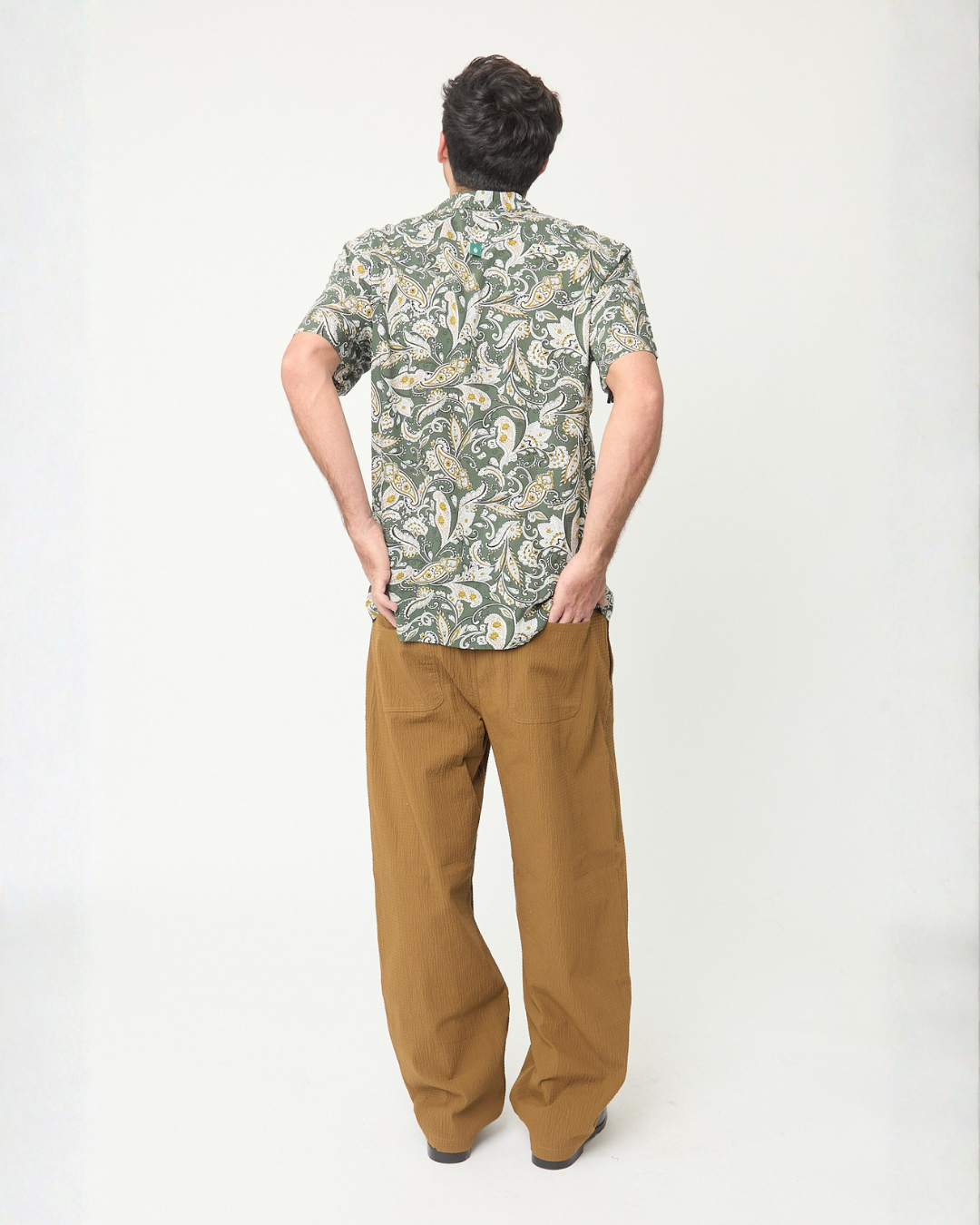 Camisa verde olive print