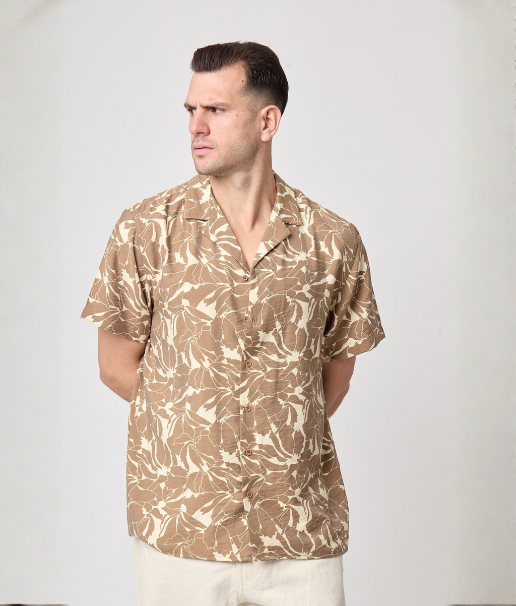 Camisa flor beige