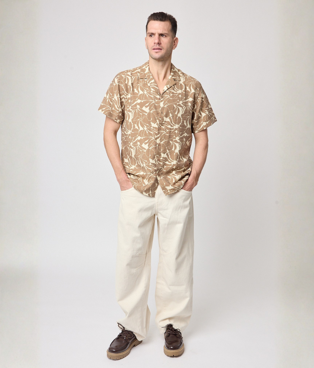 Camisa flor beige