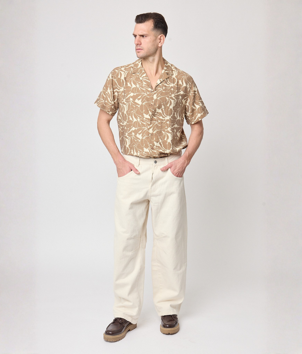 Camisa flor beige