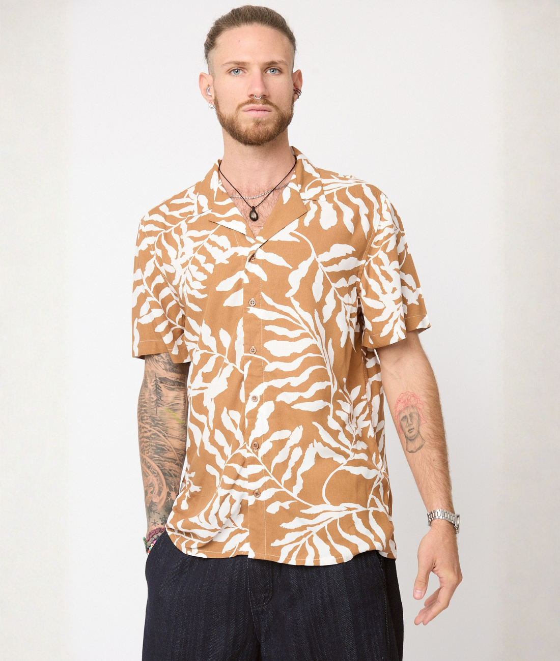 Camisa de Viscosa print hojas