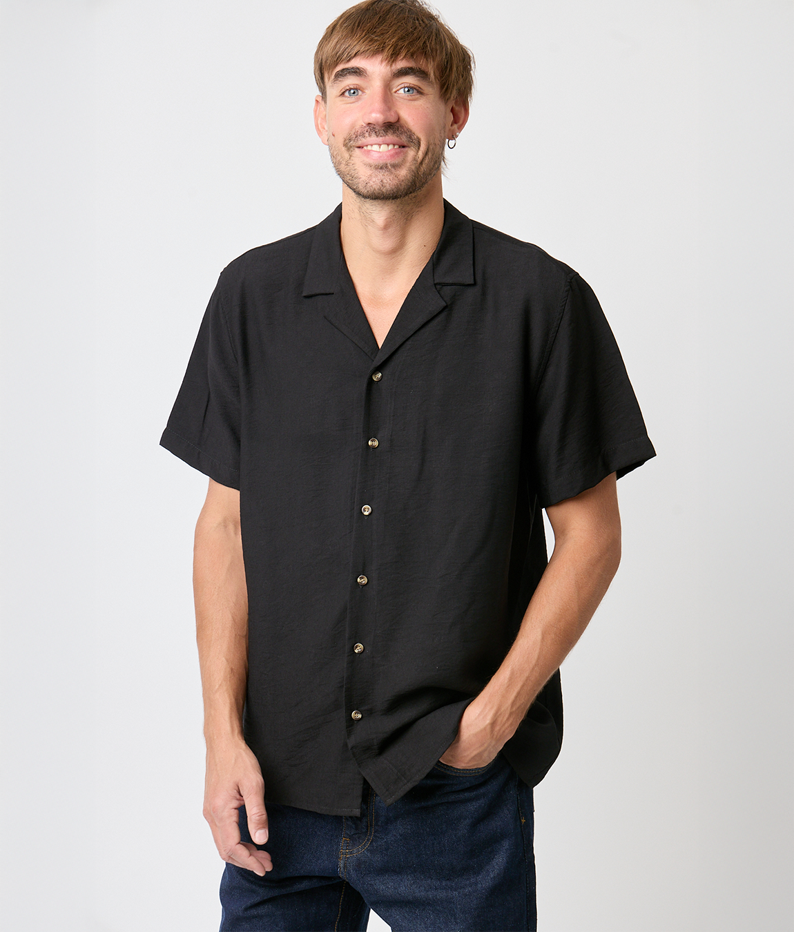 Camisa Bowling Basica Negra