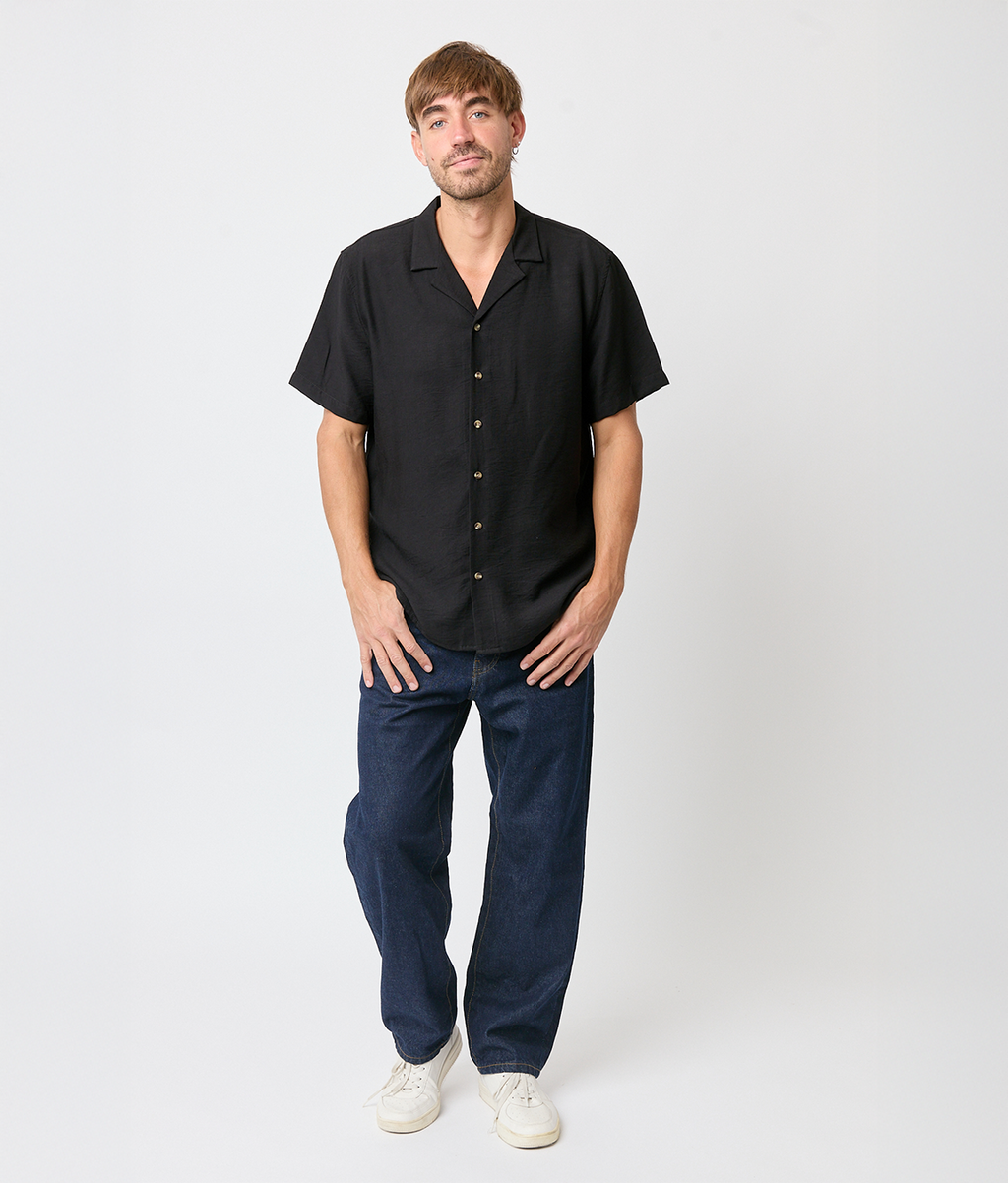 Camisa Bowling Basica Negra