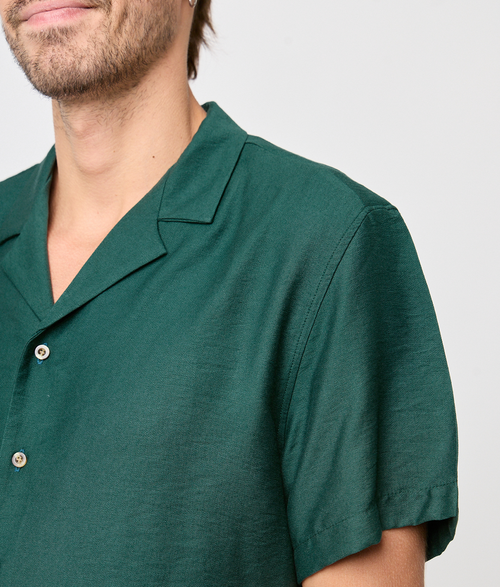 Camisa Bowling Basica Verde Esmeralda