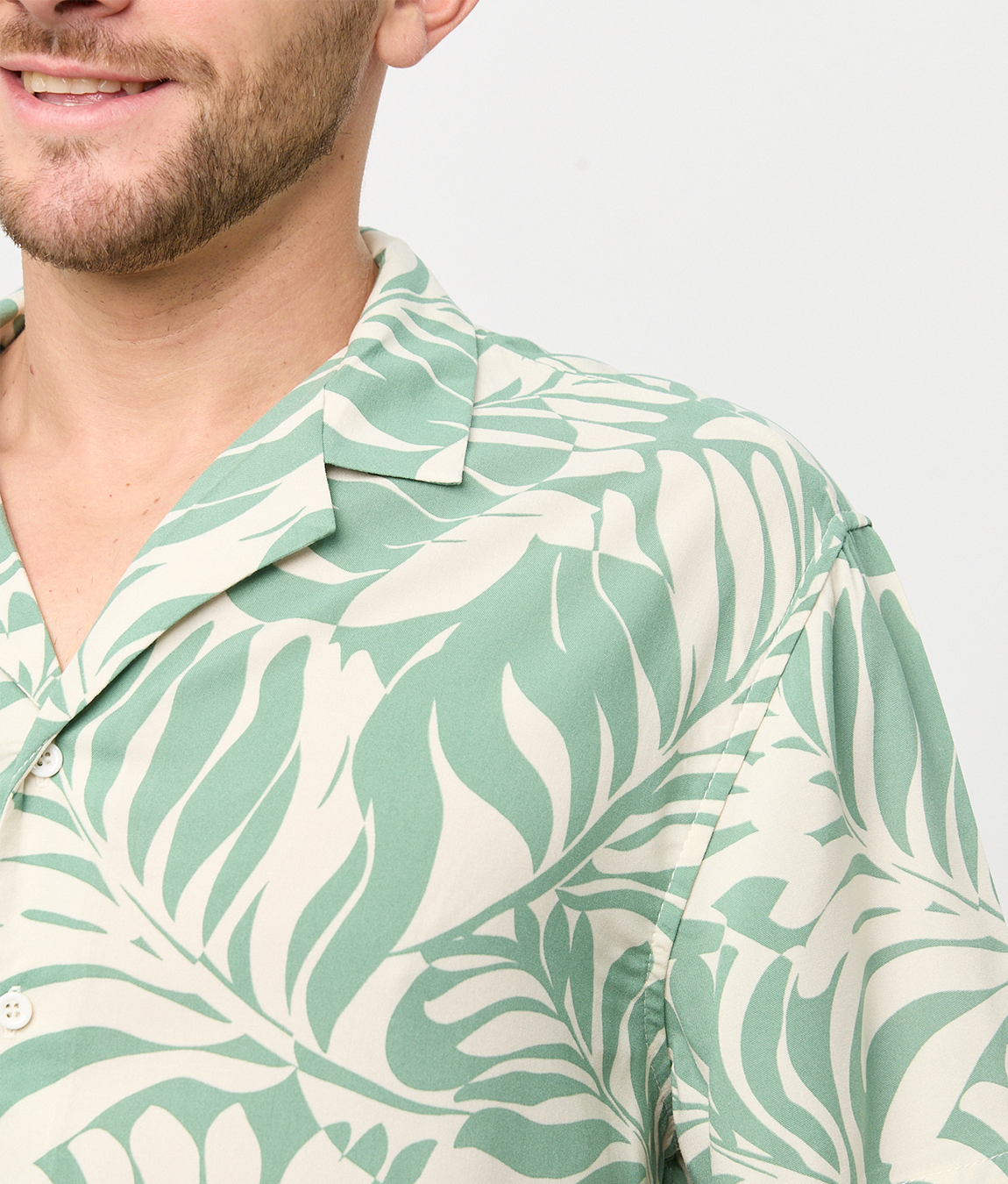 Camisa Bowling Estampada Palma Verde