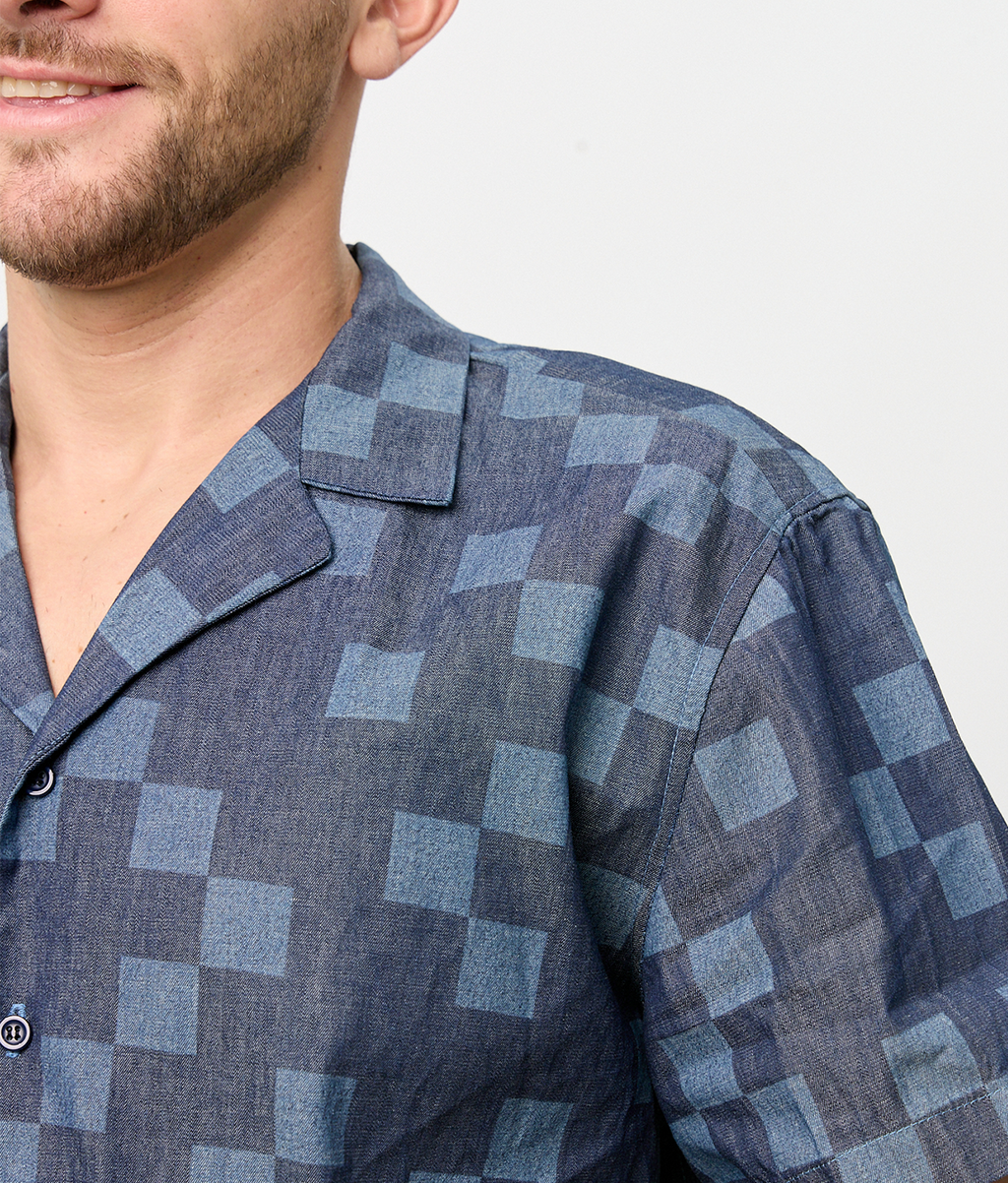 Camisa Bowling Mezclilla Cuadros