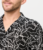 Camisa Bowling Negra Trazos