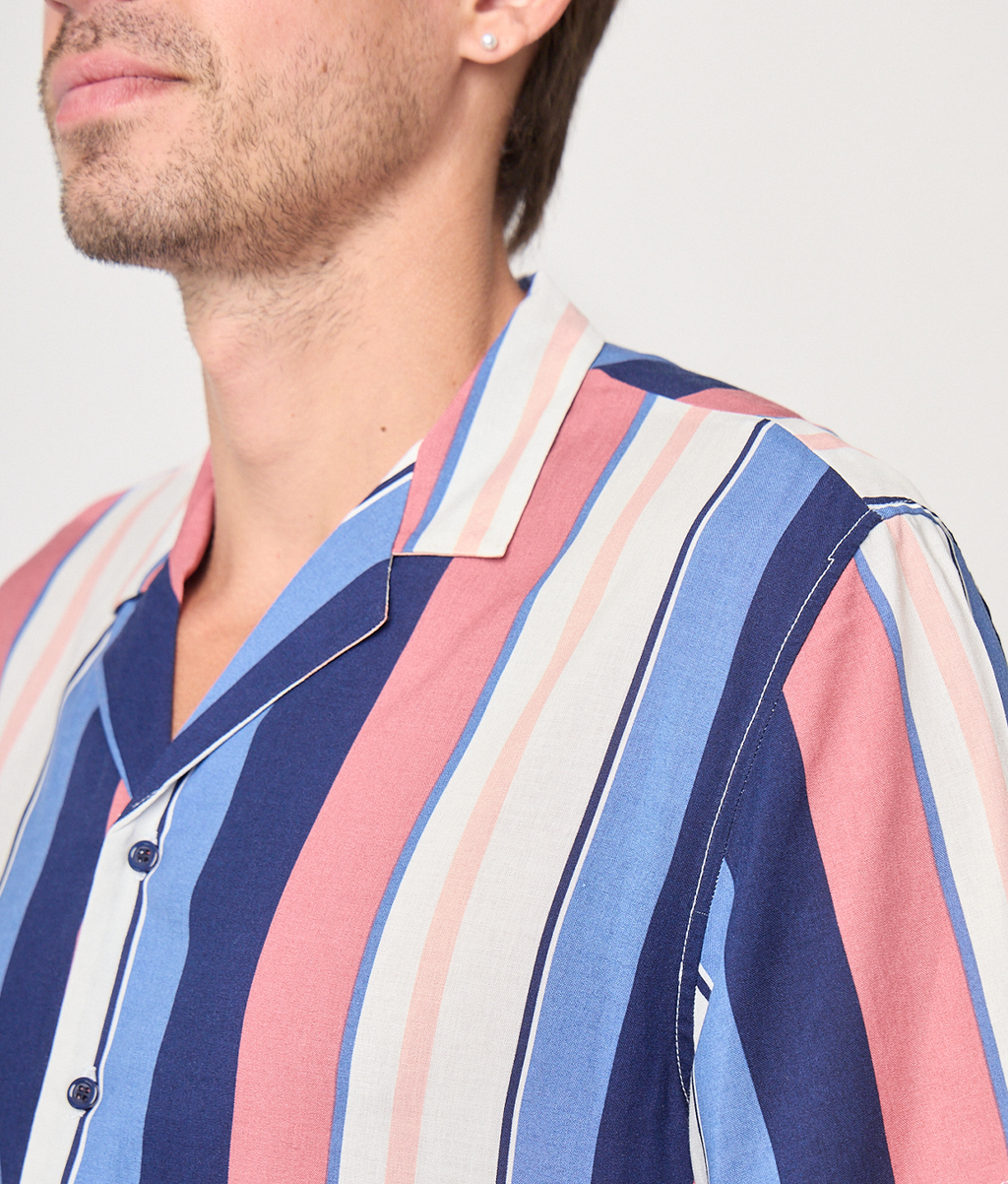 Camisa Bowling Rayas Blues