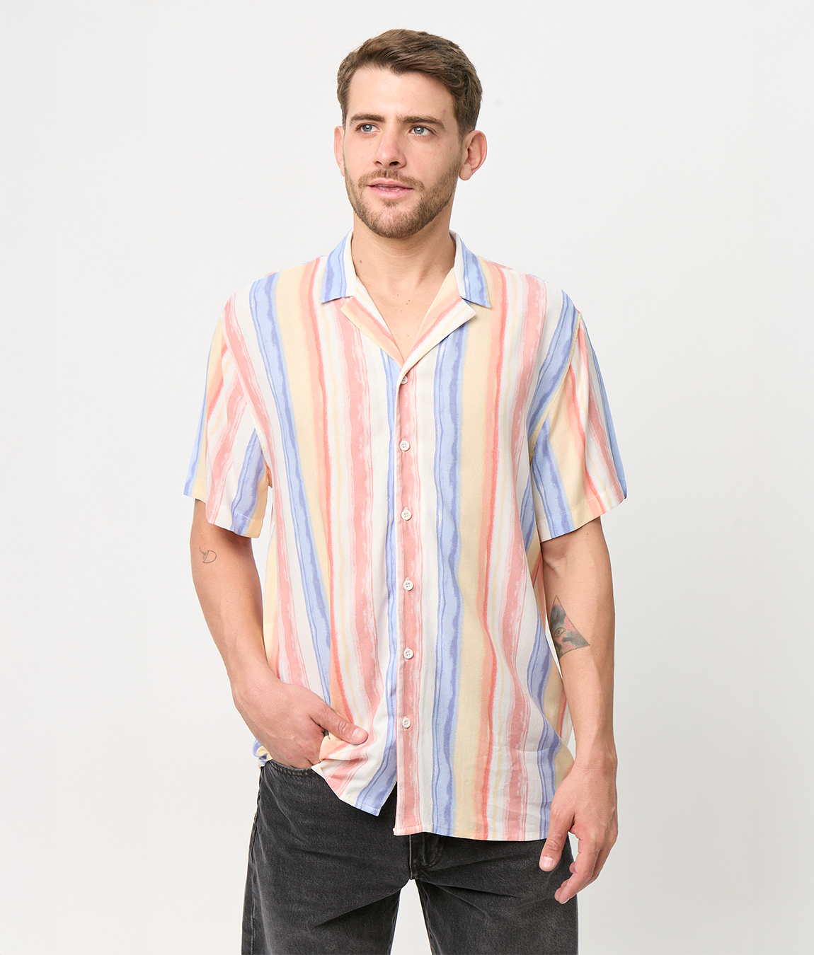 Camisa Bowling Rayas Pastel