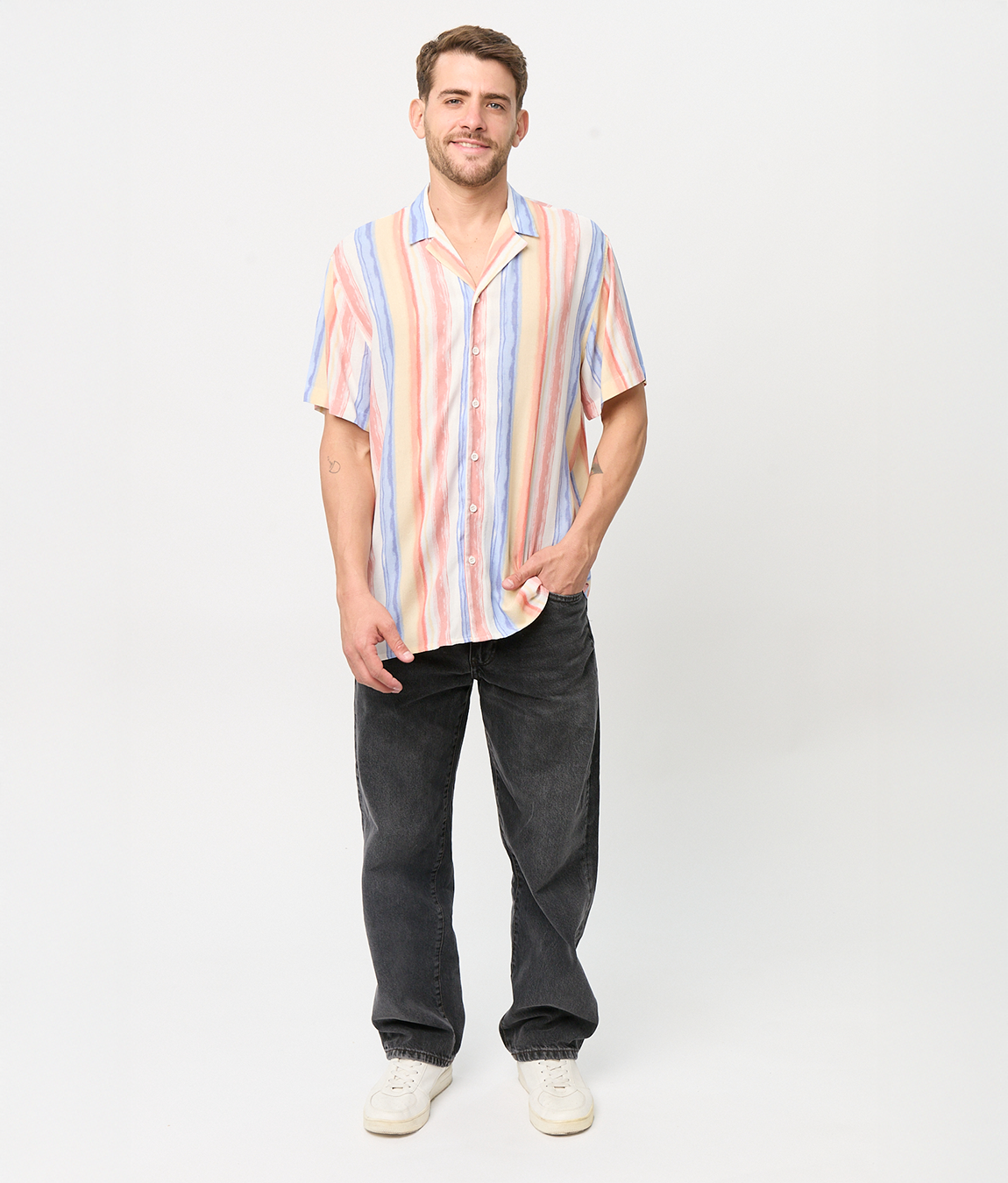 Camisa Bowling Rayas Pastel