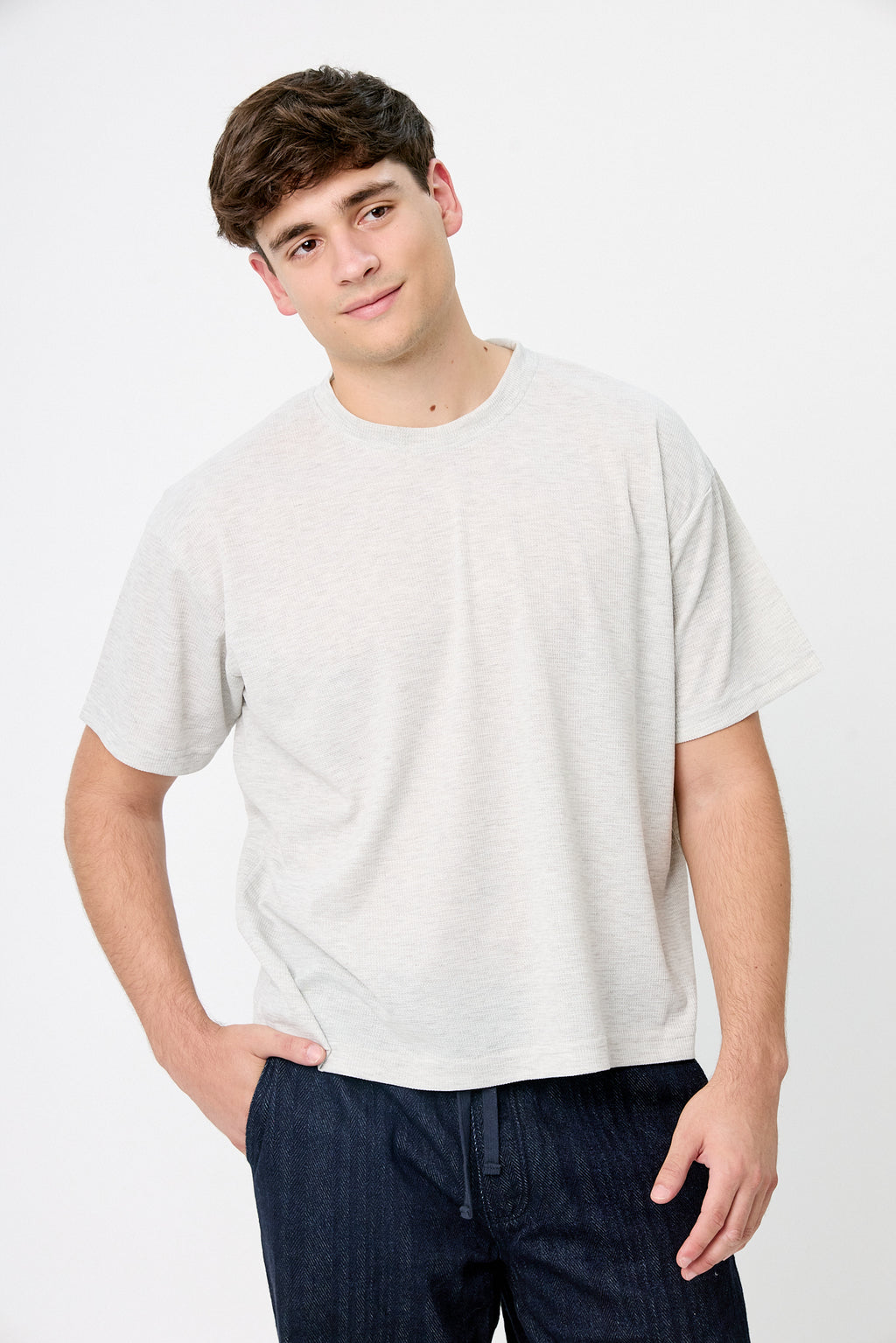 Playera Waffle  Gris Claro