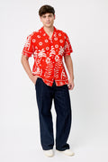 Camisa bowling trópico rojo