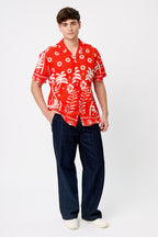 Camisa bowling trópico rojo