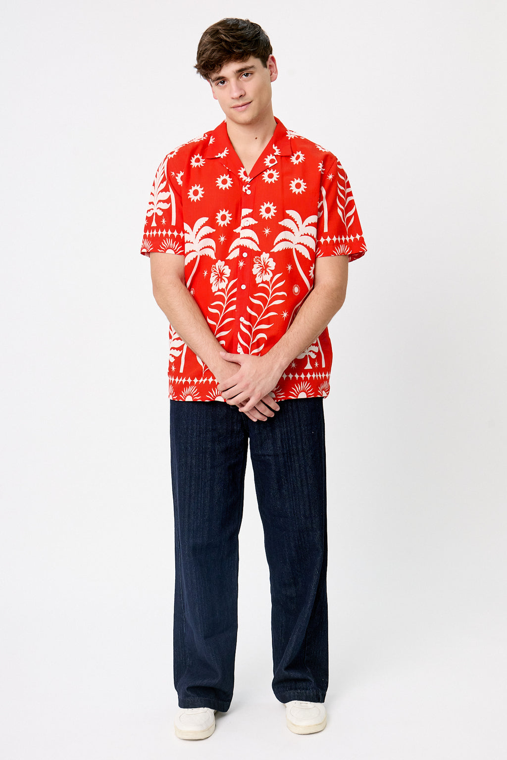 Camisa bowling trópico rojo
