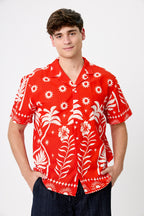 Camisa bowling trópico rojo