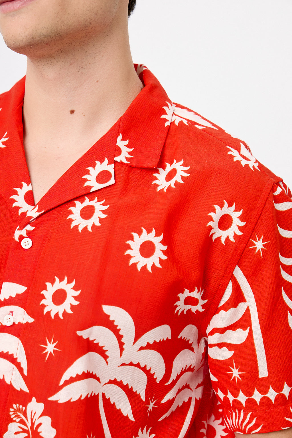 Camisa bowling trópico rojo