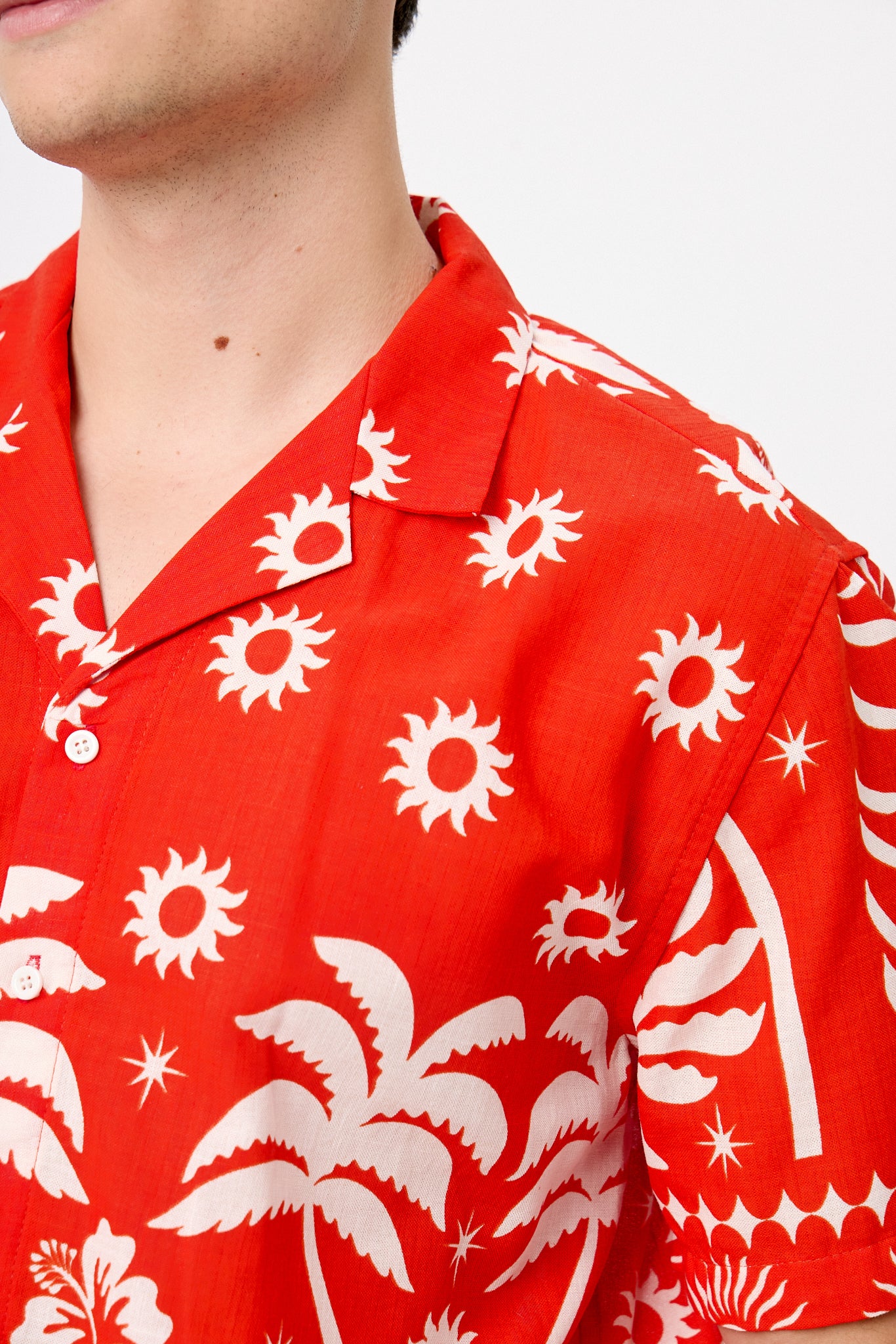 Camisa bowling trópico rojo