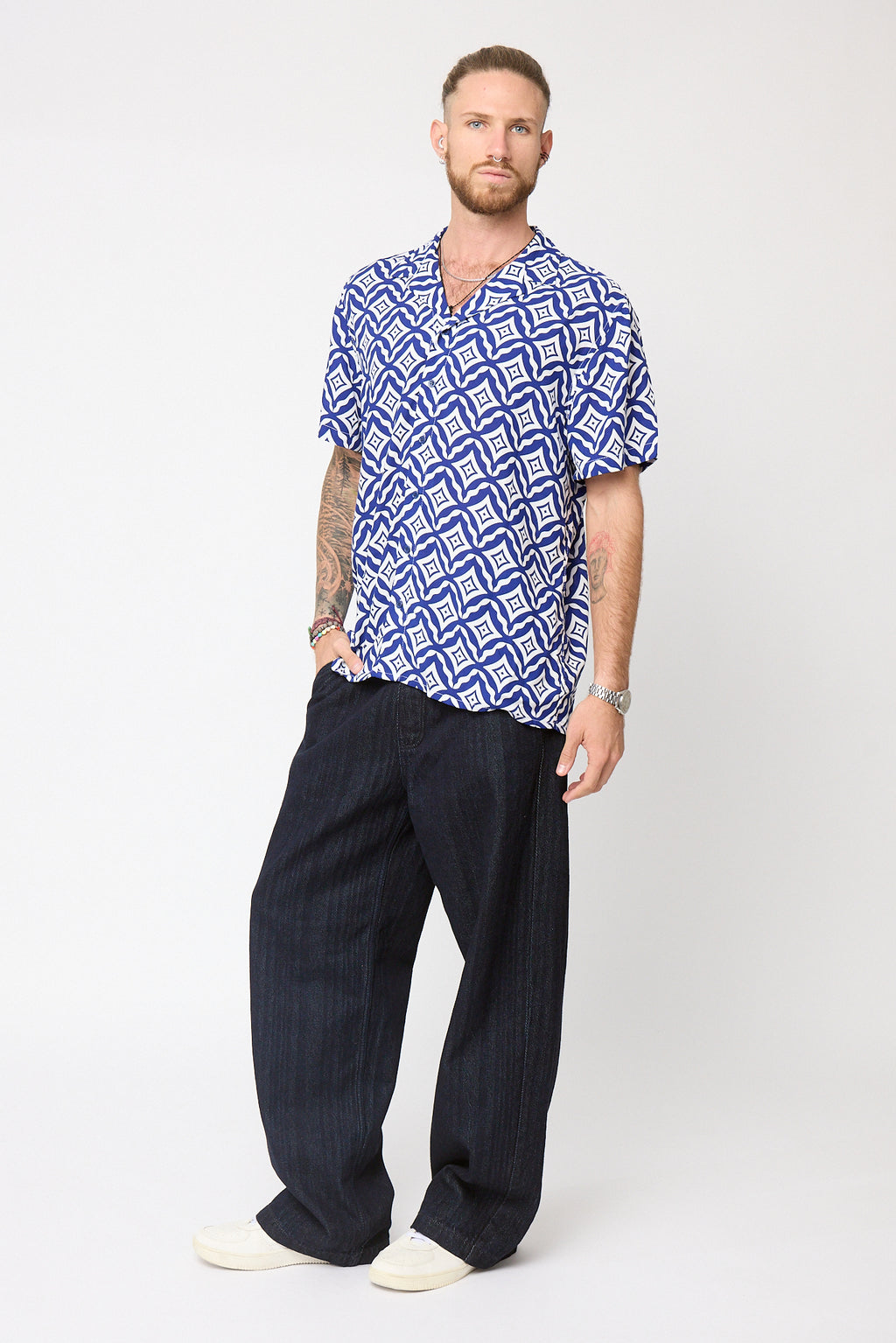 Camisa Viscosa Print Azul rey
