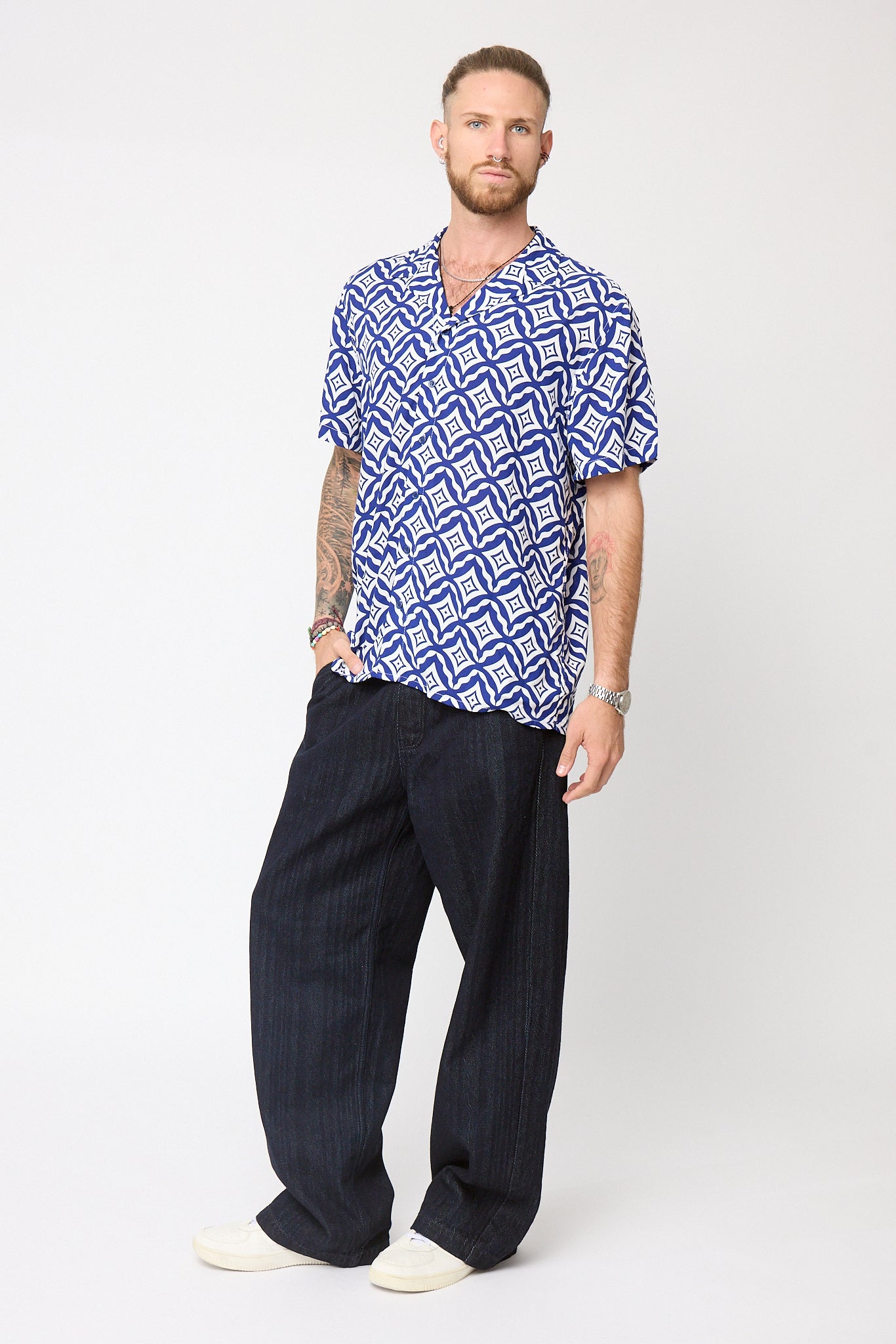 Camisa Viscosa Print Azul rey