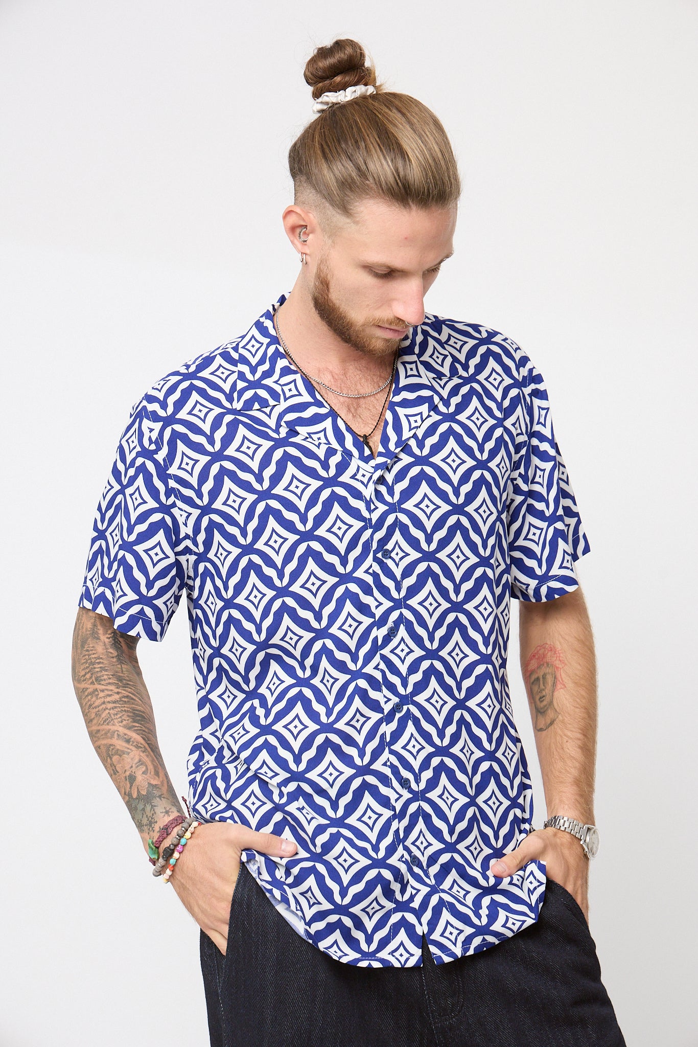 Camisa Viscosa Print Azul rey