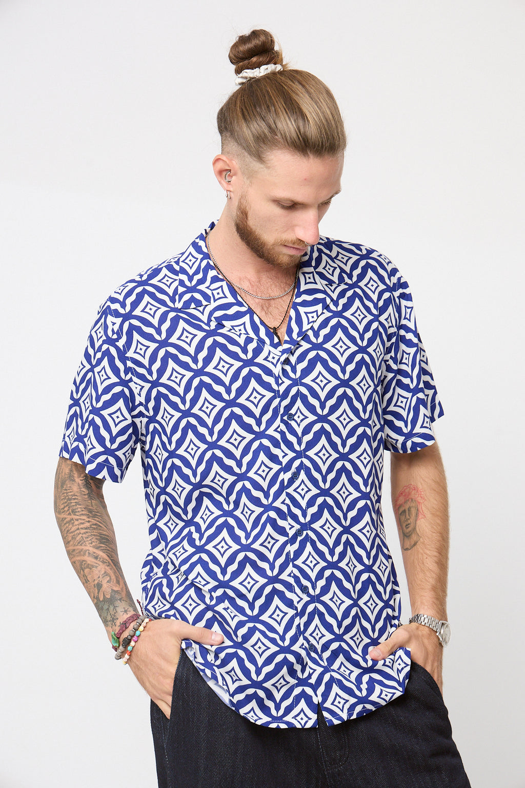 Camisa Viscosa Print Azul rey