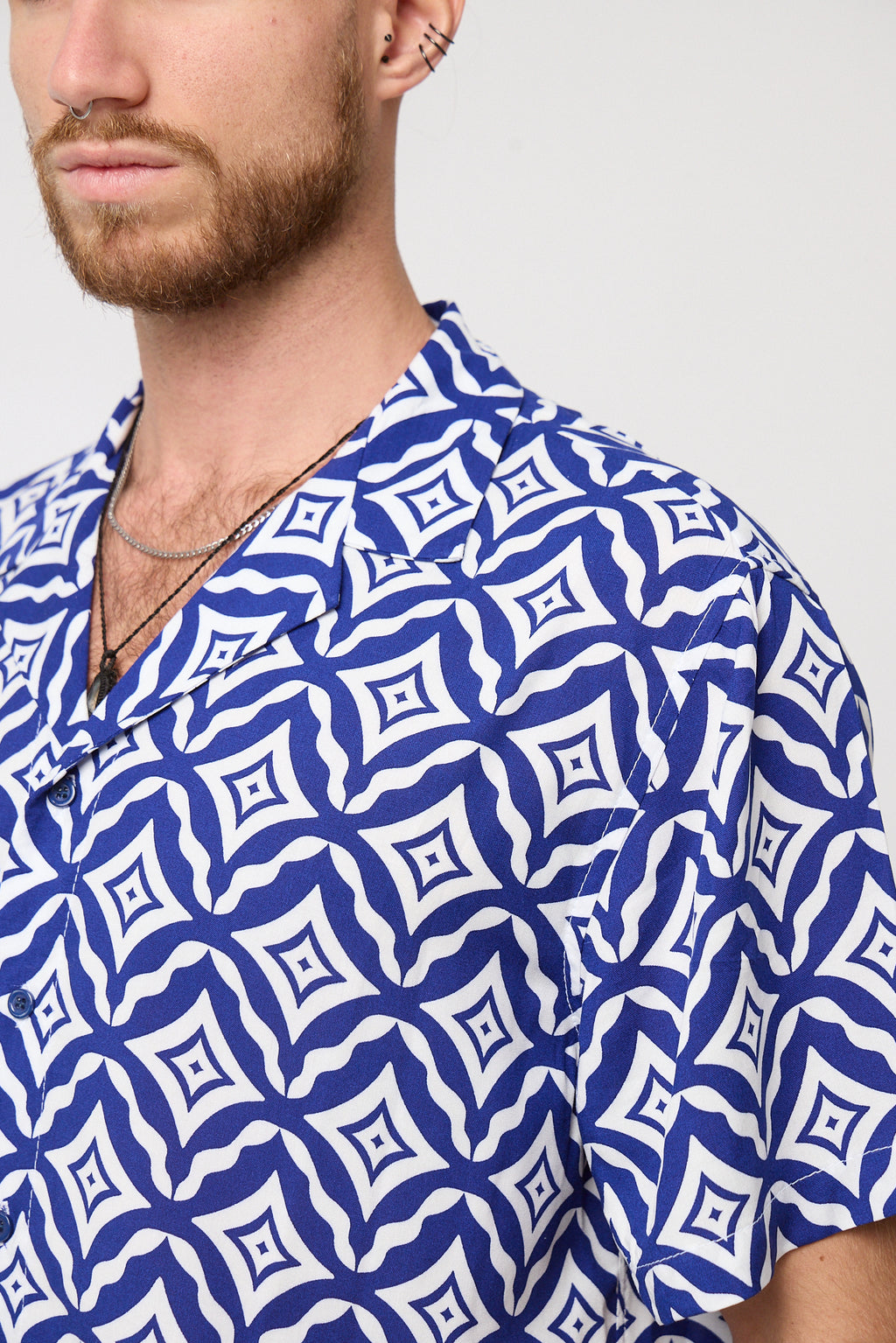 Camisa Viscosa Print Azul rey